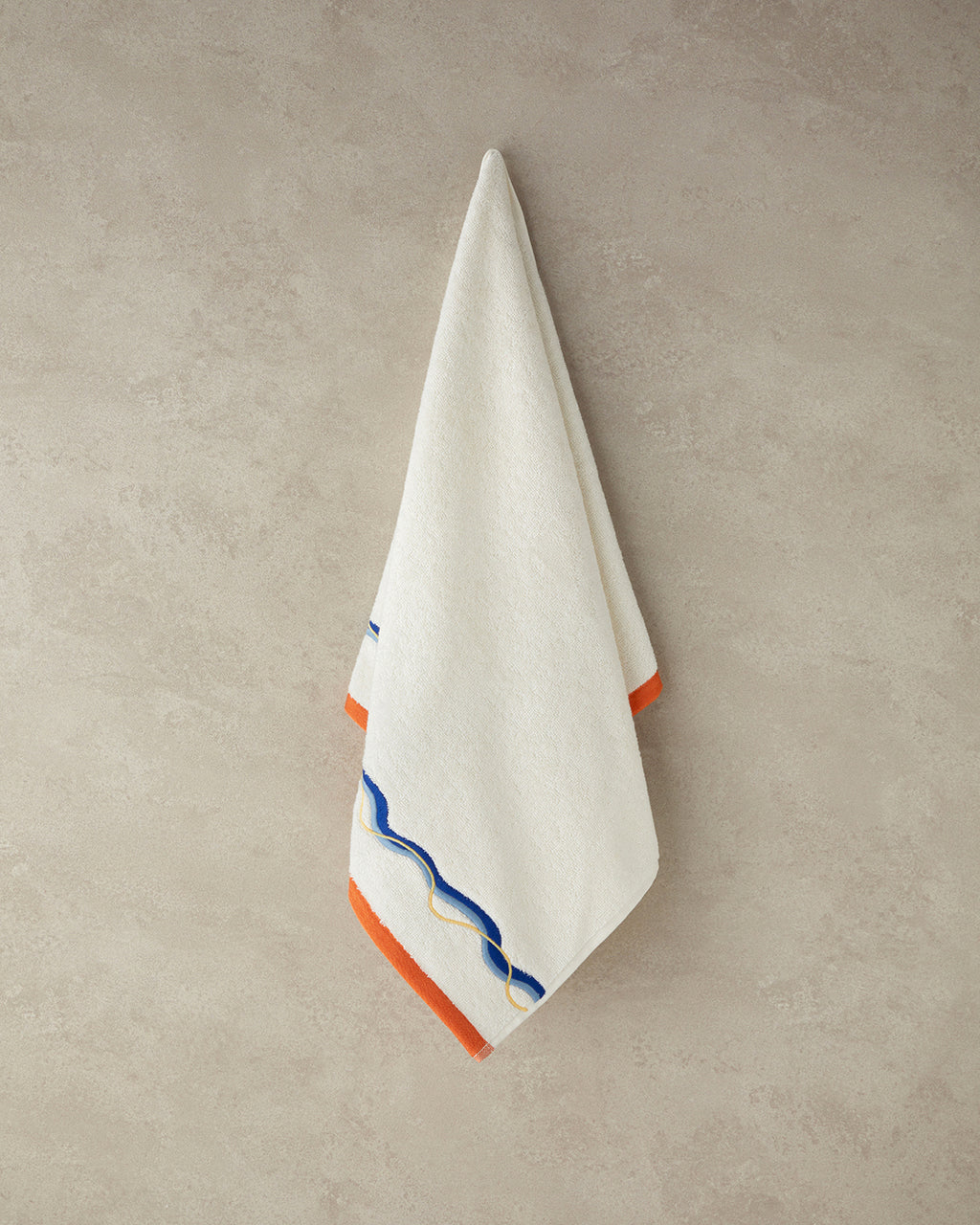 Cotton Embroidered Face Towel 50x80 cm Ecru