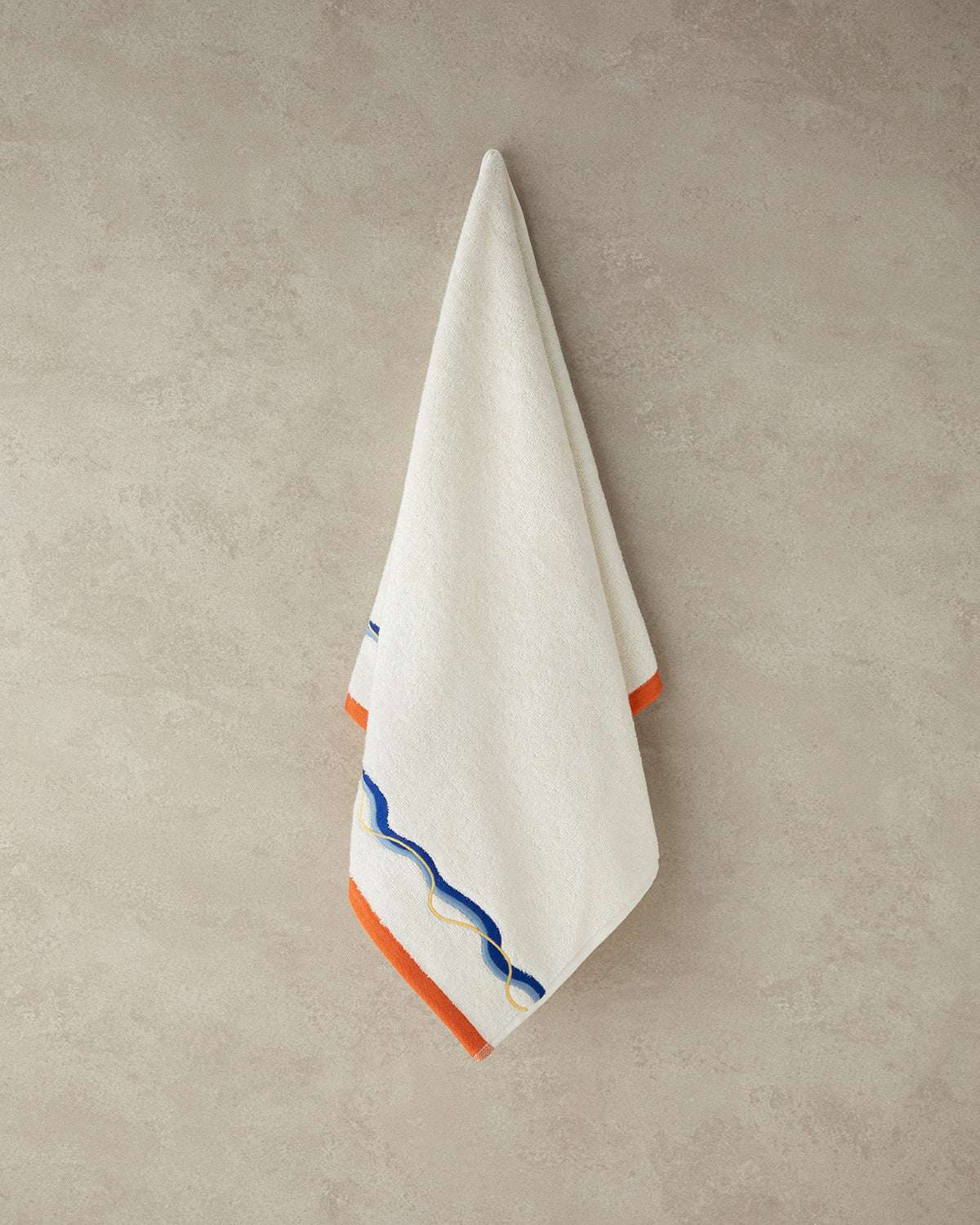 Cotton Embroidered Face Towel 50x80 cm Ecru