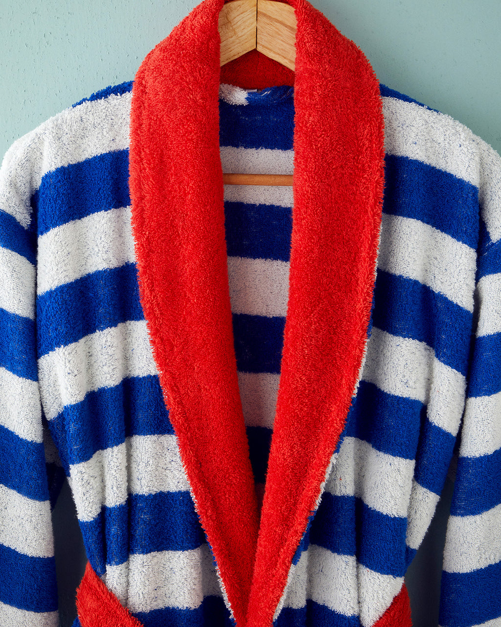 Funny Lines Cotton with Dyed Thread Bathrobe - Ecru - Navy Blue - L-XL (view 2)