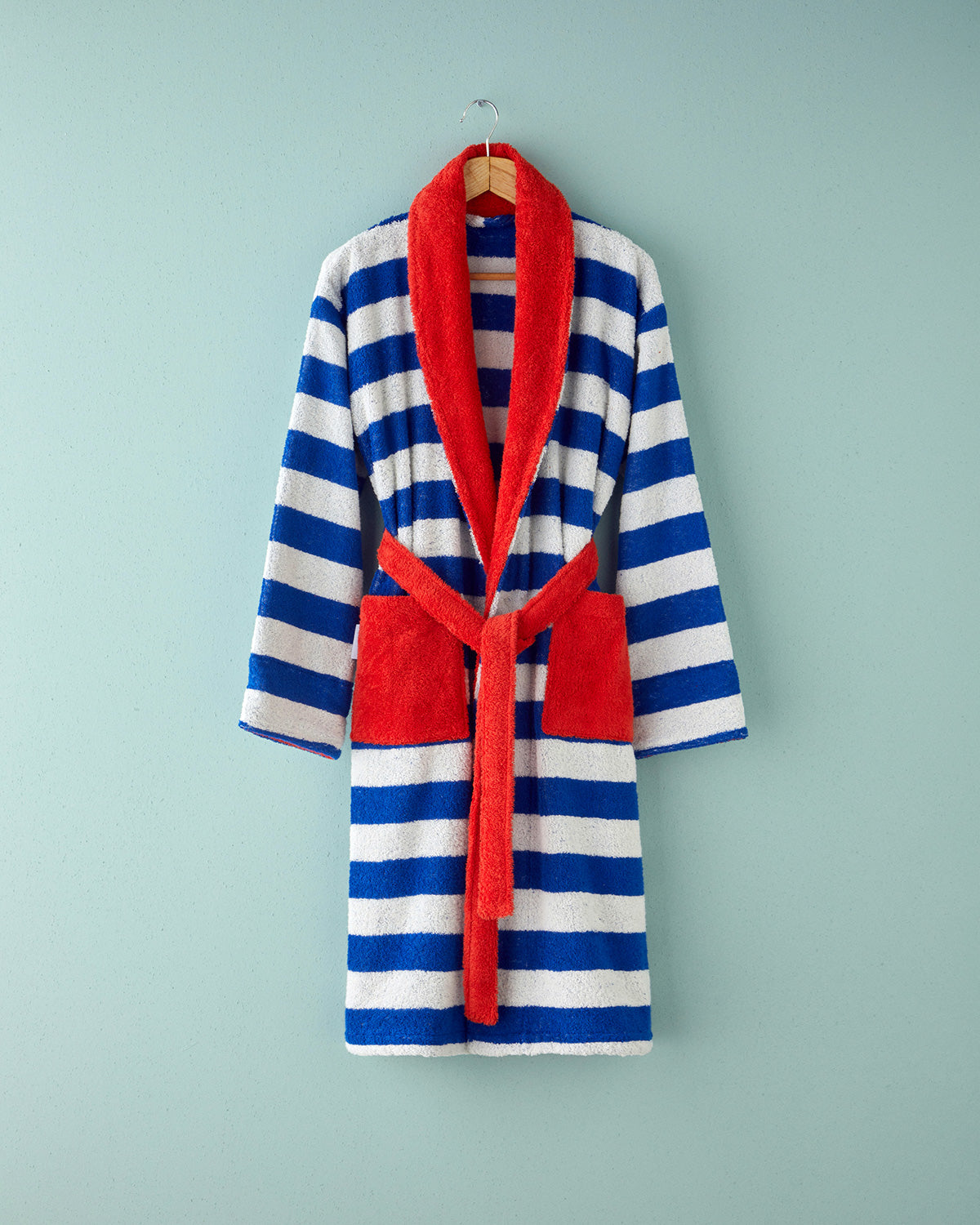 Funny Lines Cotton with Dyed Thread Bathrobe - Ecru - Red - L-XL (view 4)