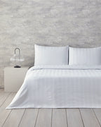 Lior Striped Cotton Satin Double Size Duvet Cover Set 200x220 cm White