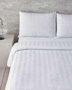 Lior Striped Cotton Satin Double Size Duvet Cover Set 200x220 cm White (view 2)