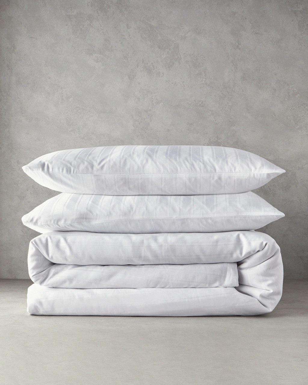 Lior Striped Cotton Satin Double Size Duvet Cover Set 200x220 cm White (view 6)