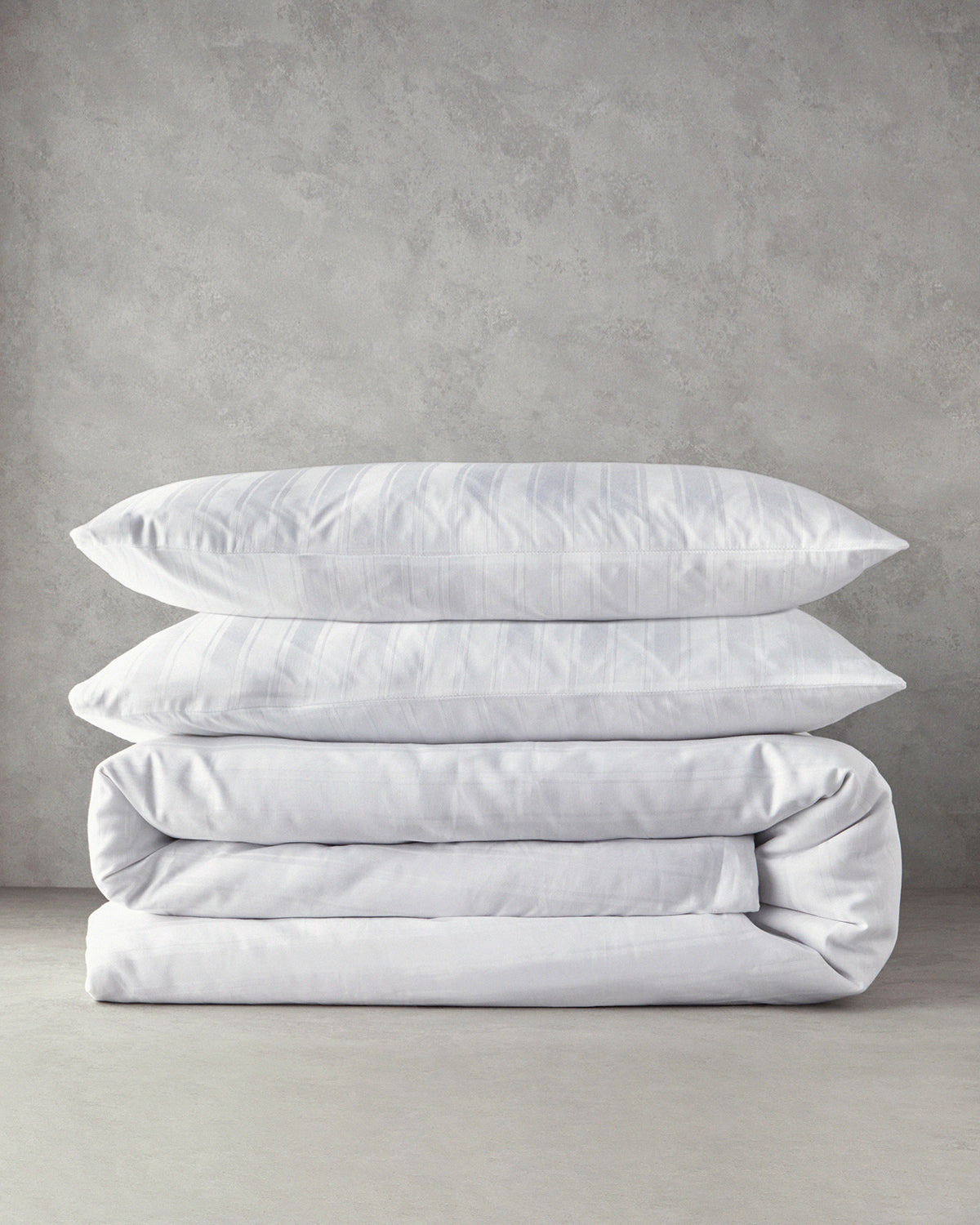 Lior Striped Cotton Satin Double Size Duvet Cover Set 200x220 cm White (view 6)