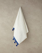 Tufty Wave Cotton Fringed Face Towel 50x80 cm Ecru