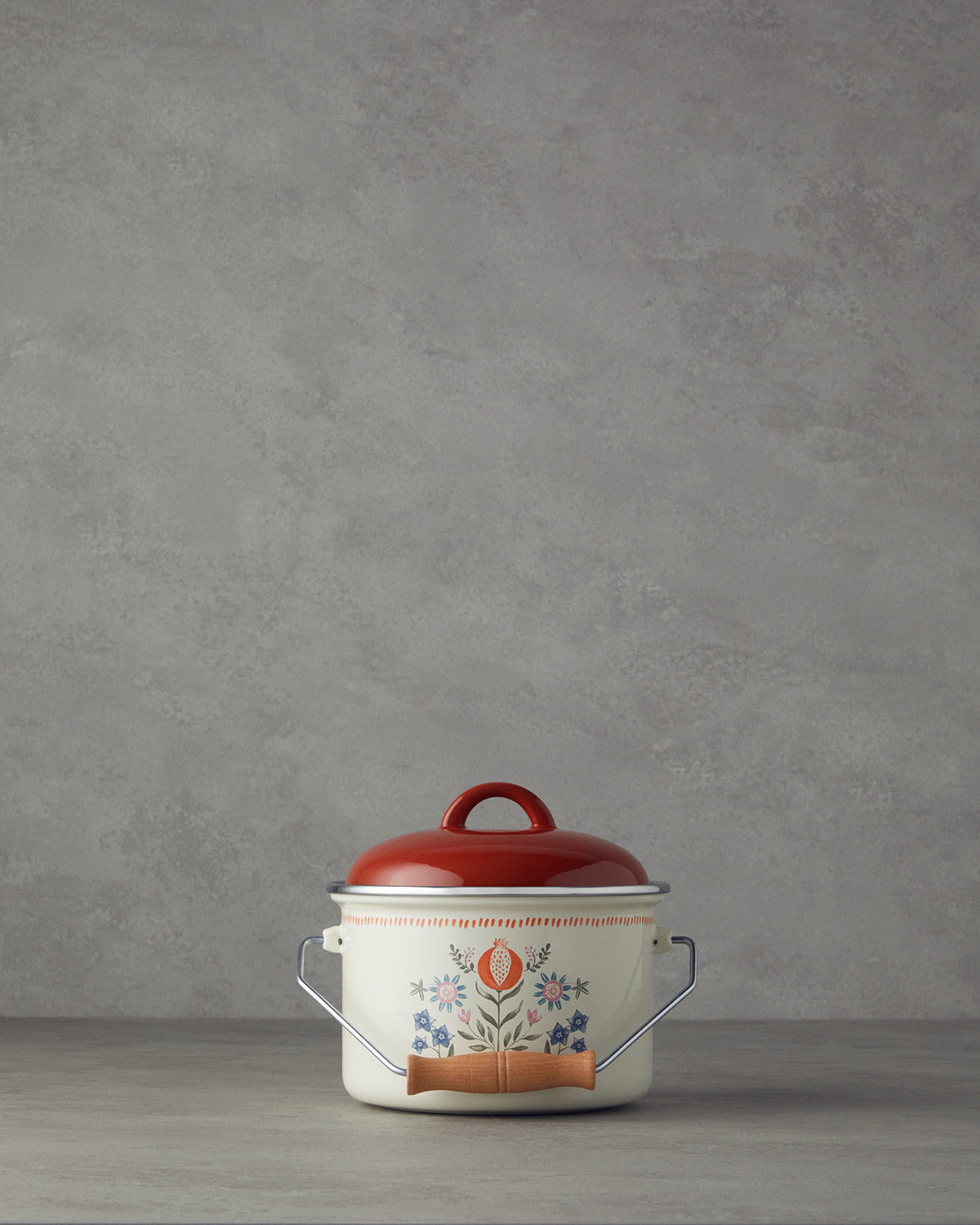 Carnival Time Enamel Copper Pot 16 cm Pink - White