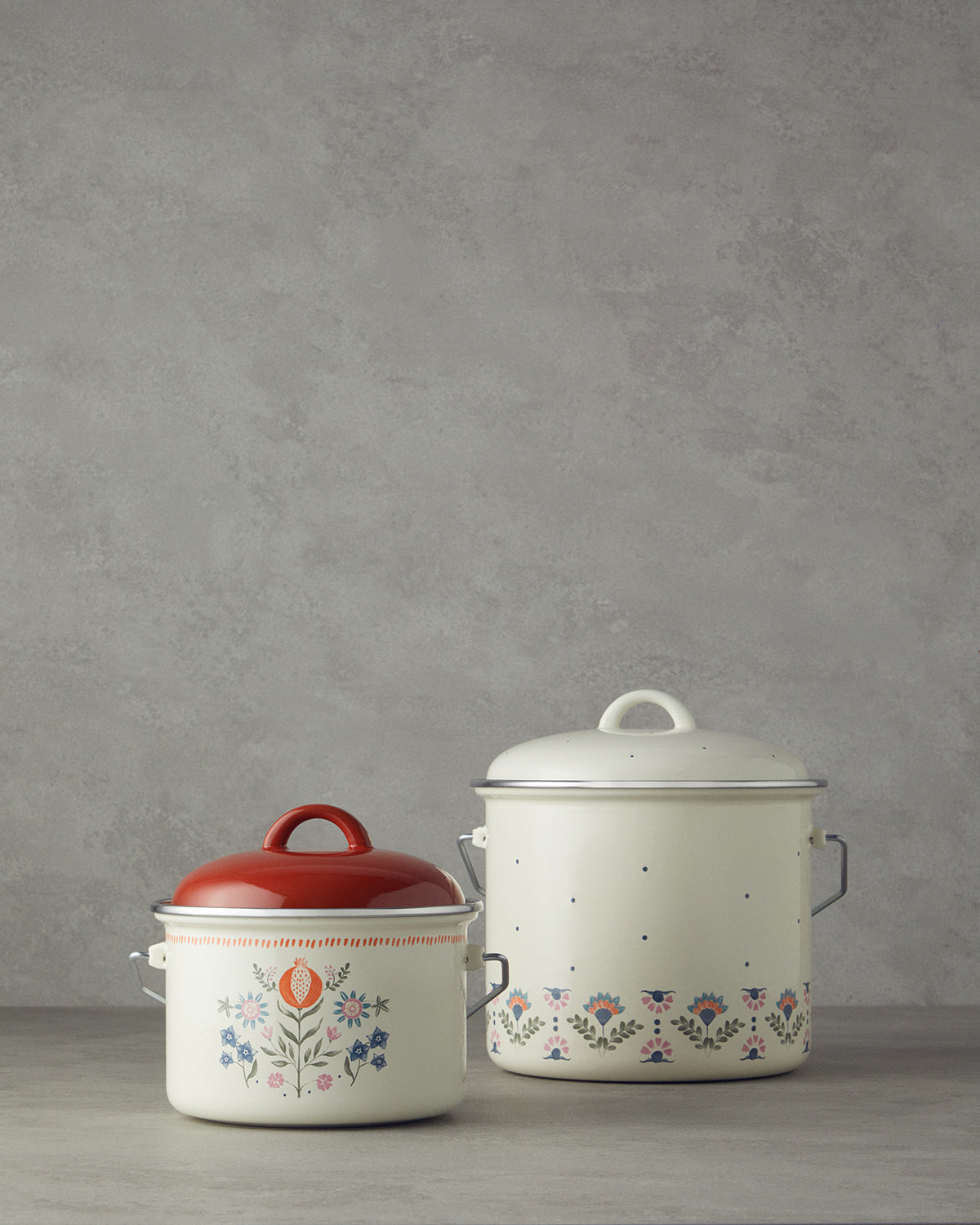 Carnival Time Enamel Copper Pot 16 cm Pink - White (view 4)