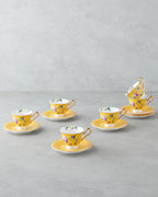 Vanilla Mood New Bone China 12 Pieces 6 Servings Coffee Cup Set 90 ml Yellow