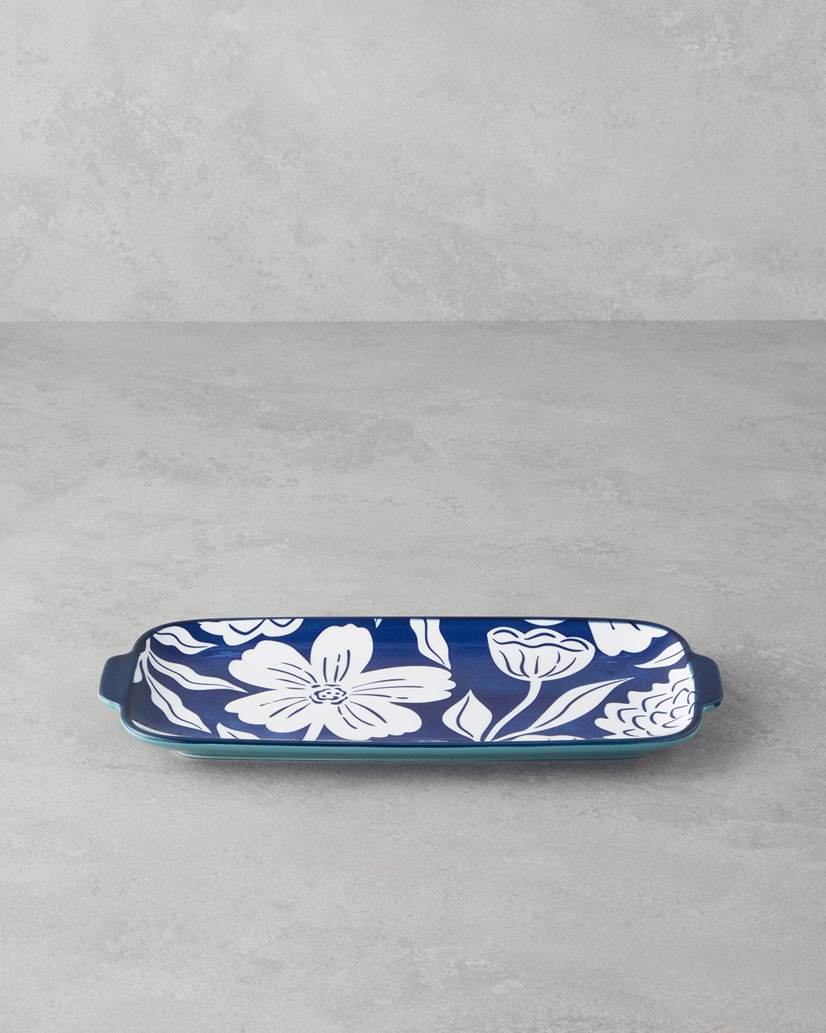 Ophelia Porcelain Rectangular Plate 29x13 cm Blue - White