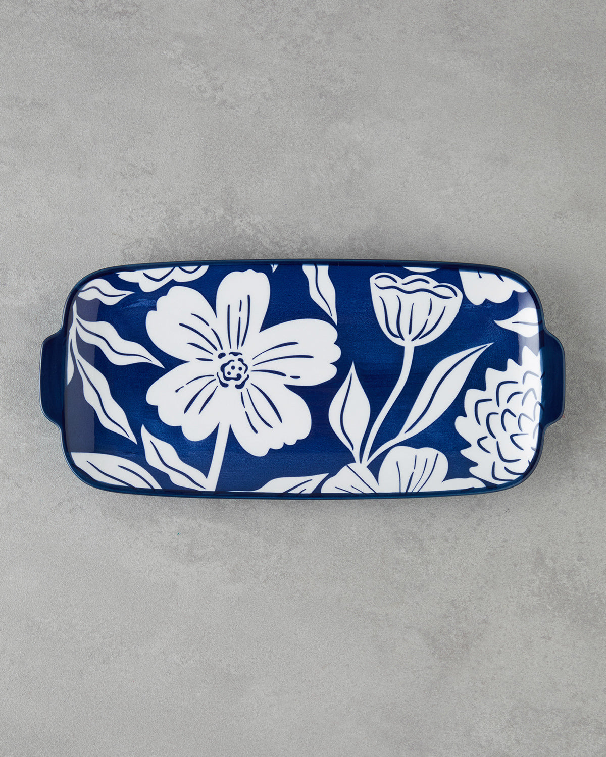 Ophelia Porcelain Rectangular Plate 29x13 cm Blue - White (view 2)