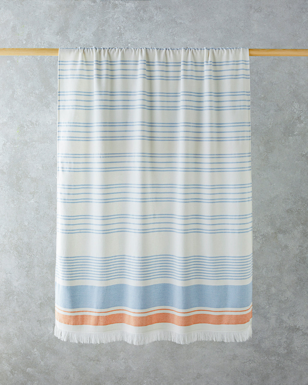 Liny Cotton Striped Beach Towel 90x150 cm Ecru - Blue - Orange