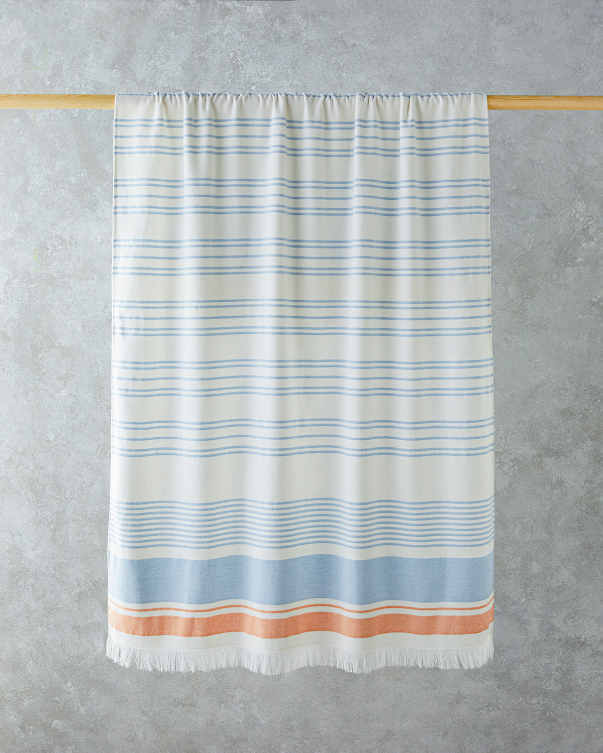 Liny Cotton Striped Beach Towel 90x150 cm Ecru - Blue - Orange