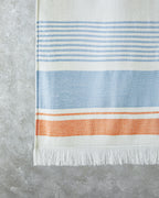 Liny Cotton Striped Beach Towel 90x150 cm Ecru - Blue - Orange (view 2)