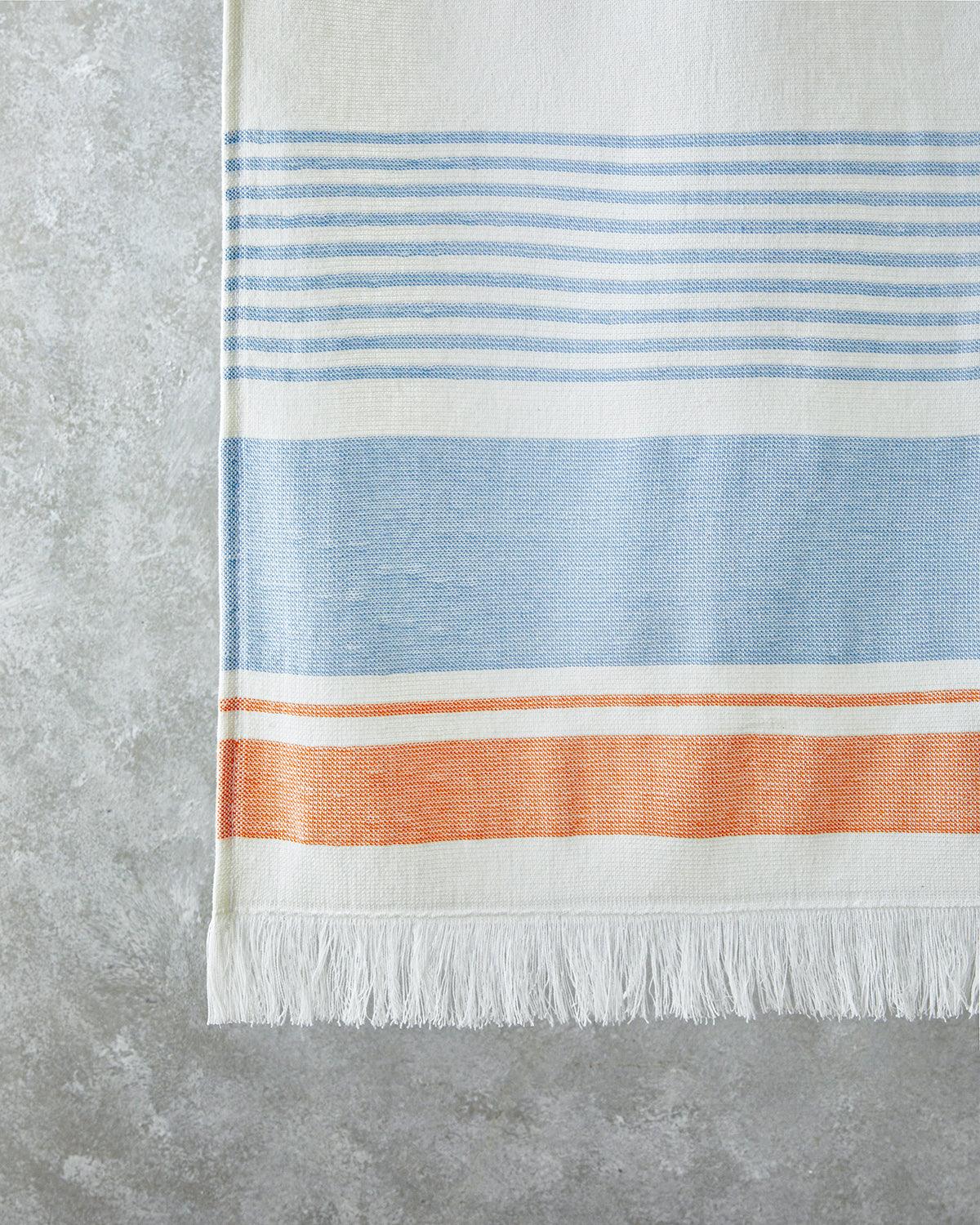 Liny Cotton Striped Beach Towel 90x150 cm Ecru - Blue - Orange (view 2)