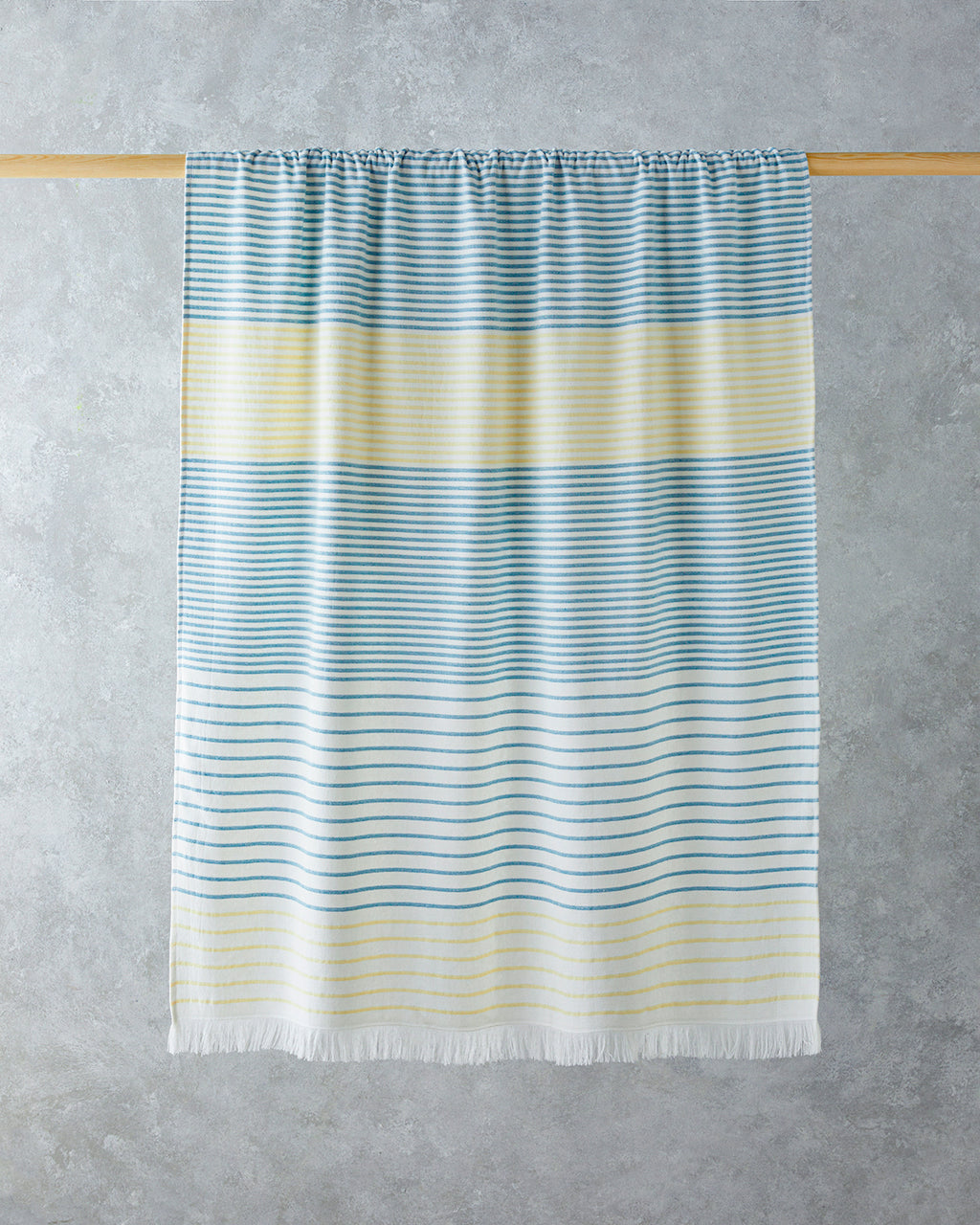 Cotton Striped Beach Towel 90x150 cm Ecru - Green - Yellow