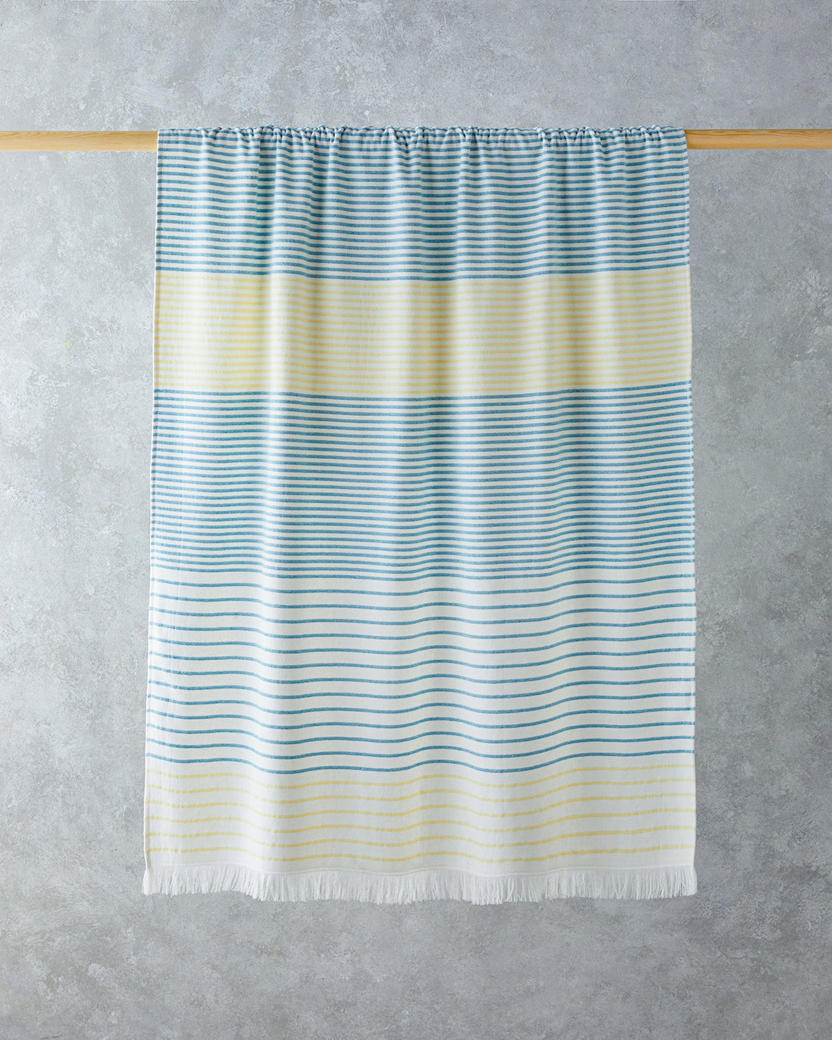 Cotton Striped Beach Towel 90x150 cm Ecru - Green - Yellow