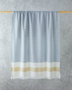 Poti Cotton Striped Beach Towel 90x150 cm Ecru - Blue - Yellow