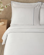 Kyle Cotton Piped Double Duvet Cover Set 200x220 cm White (view 2)
