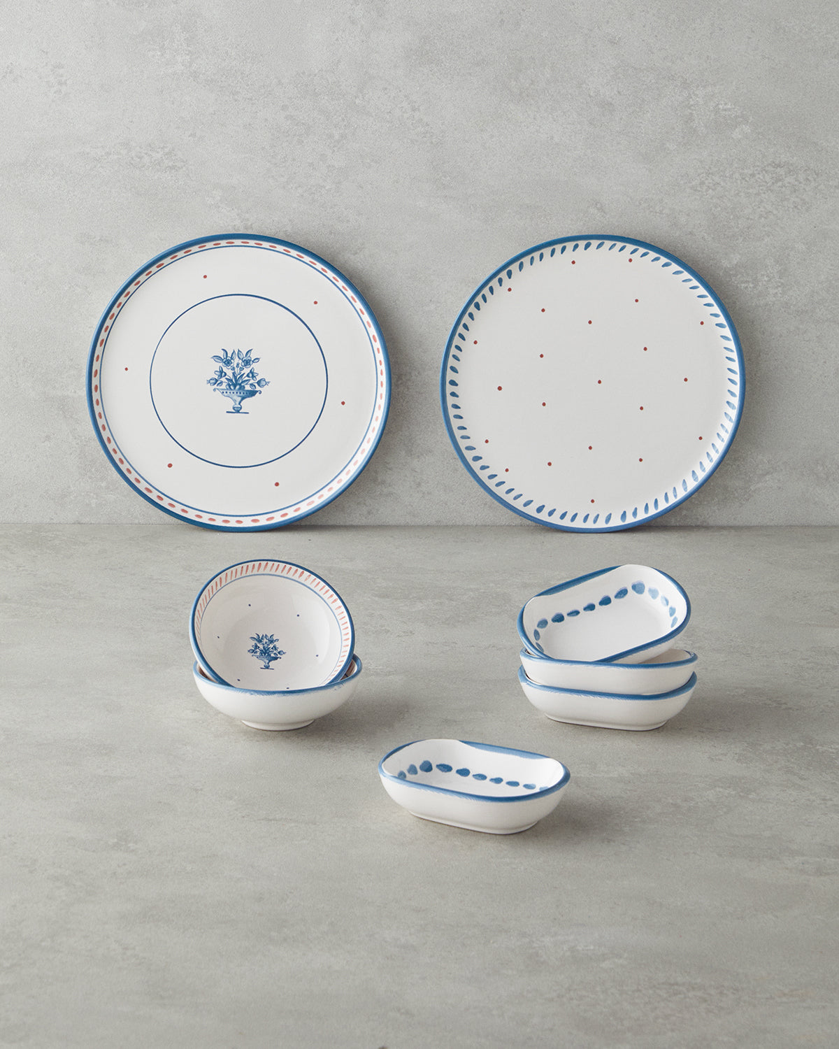 Whisper Ceramic Breakfast Set 8 Pieces, 2 Servings Blue