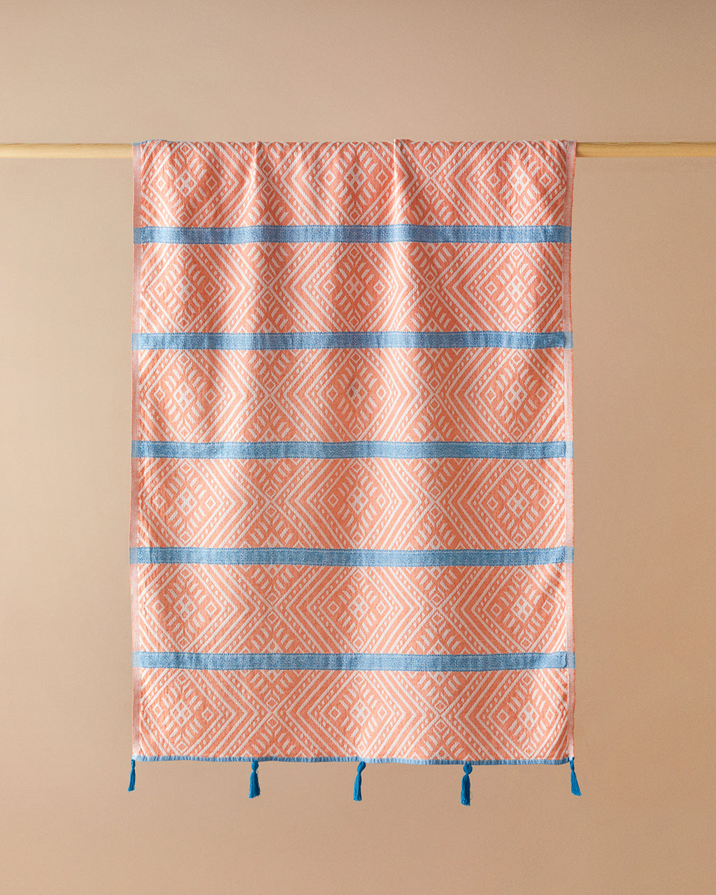 Crispy Cotton Fringed Bath Wrap 90x150 cm Orange - Blue