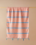 Crispy Cotton Fringed Bath Wrap 90x150 cm Orange - Blue