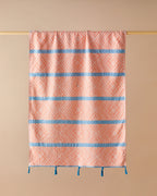 Crispy Cotton Fringed Bath Wrap 90x150 cm Orange - Blue