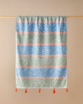 Branches Cotton Fringed Bath Wrap 90x150 cm Blue - Green