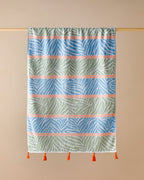 Branches Cotton Fringed Bath Wrap 90x150 cm Blue - Green
