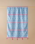 Zigzag Cotton Fringed Bath Wrap 90x150 cm Blue - Fuchsia