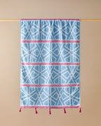 Zigzag Cotton Fringed Bath Wrap 90x150 cm Blue - Fuchsia