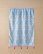Zigzag Cotton Fringed Bath Wrap 90x150 cm Blue - Fuchsia (view 2)