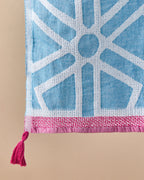 Zigzag Cotton Fringed Bath Wrap 90x150 cm Blue - Fuchsia (view 3)