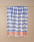 Candy Regenerated Striped Bath Wrap 90x150 cm - Navy Blue - Orange