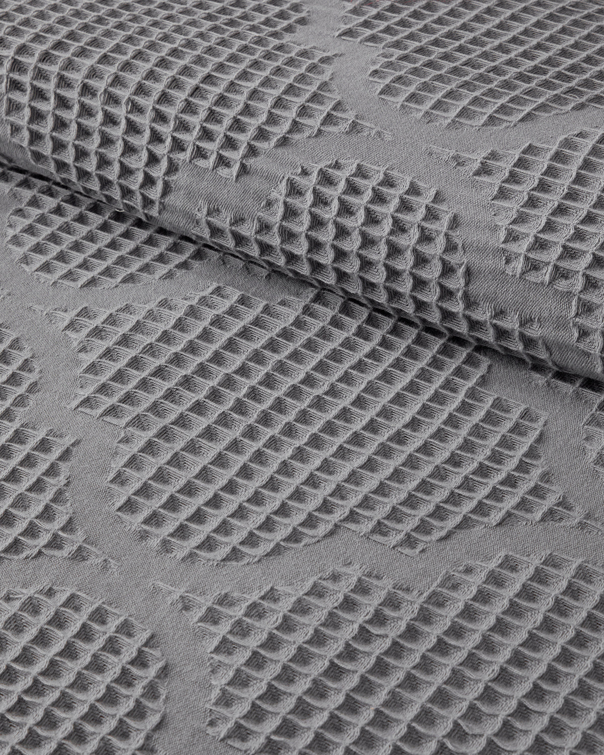 Fiona Cotton Waffle Double Summer Blanket Dark Gray (view 3)