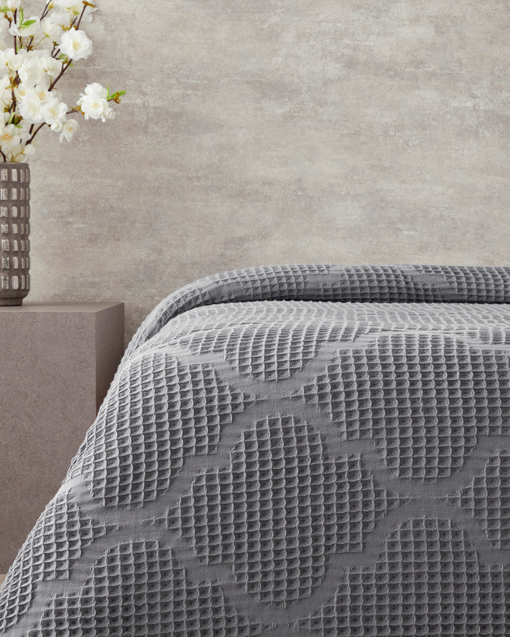 Fiona Cotton Waffle Double Summer Blanket Dark Gray (view 5)