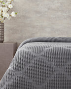 Fiona Cotton Waffle Double Summer Blanket Dark Gray (view 5)