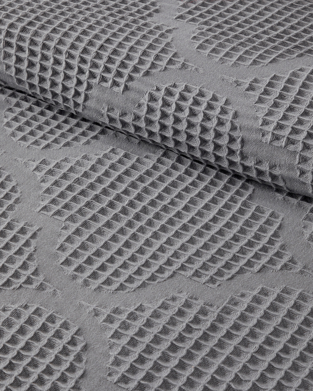 Fiona Cotton Waffle Double Summer Blanket Dark Gray (view 6)