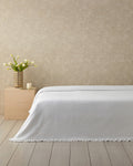 Cotton Double Ruffled Summer Blanket 200x220 cm White