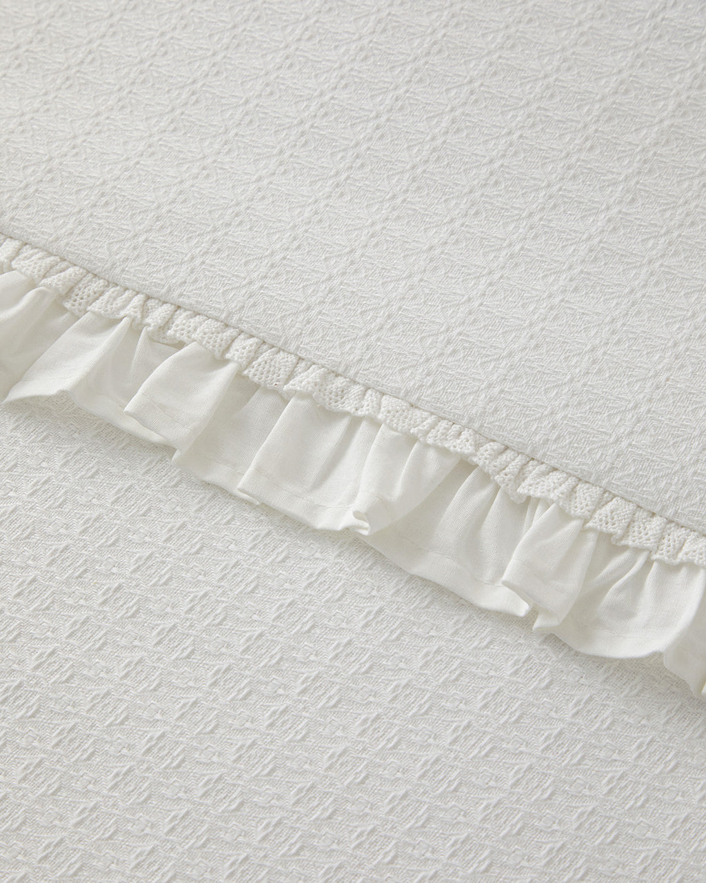 Cotton Double Ruffled Summer Blanket 200x220 cm White (view 3)