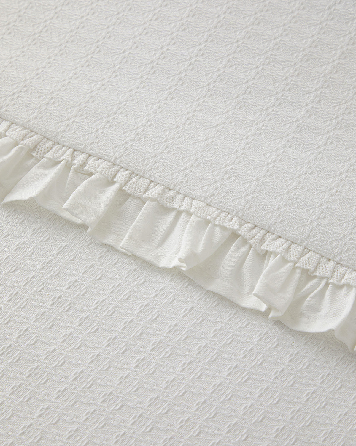 Cotton Double Ruffled Summer Blanket 200x220 cm White (view 3)