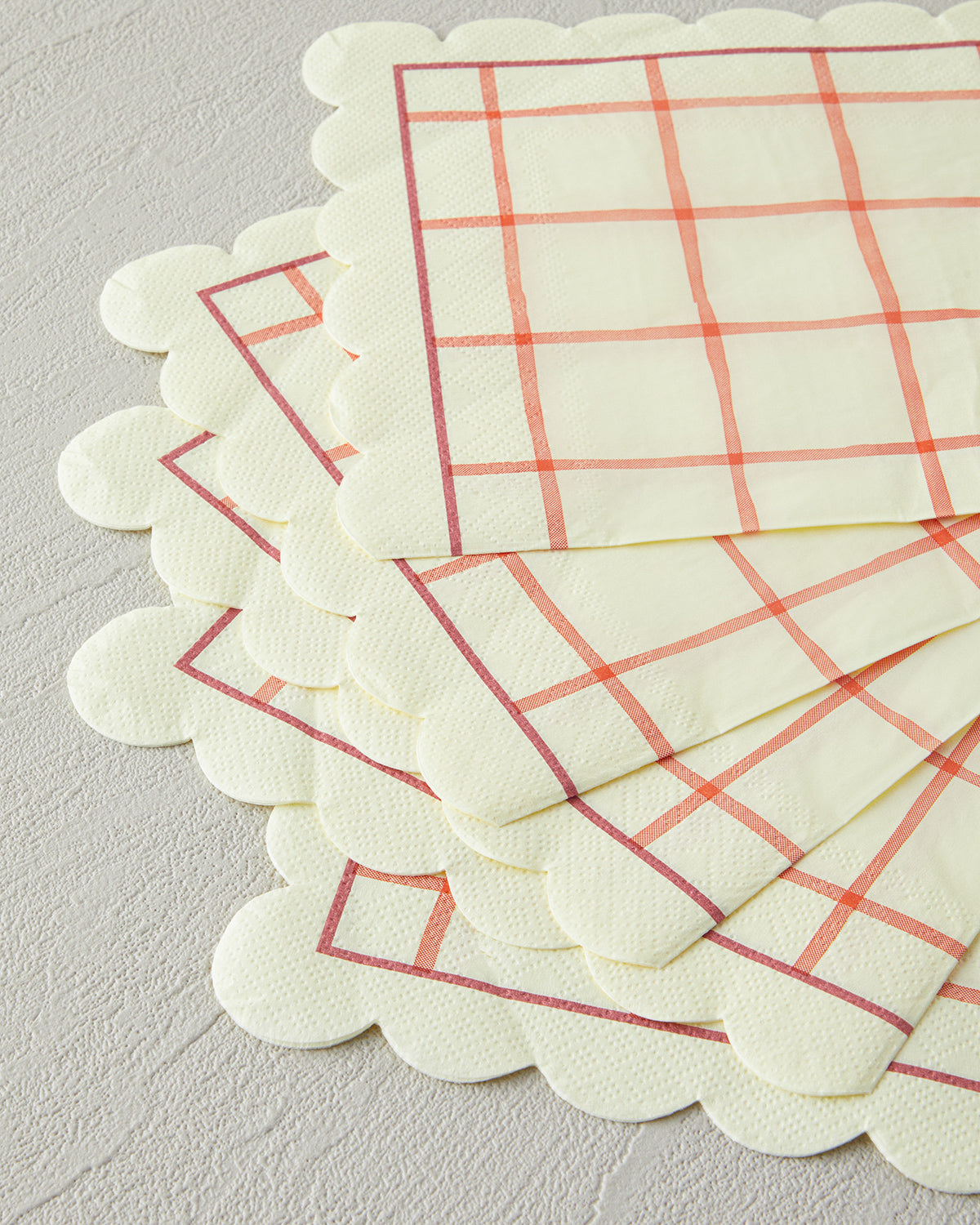 Retro Gingham Paper 20 pcs Napkin 33x33 cm Cream (view 2)
