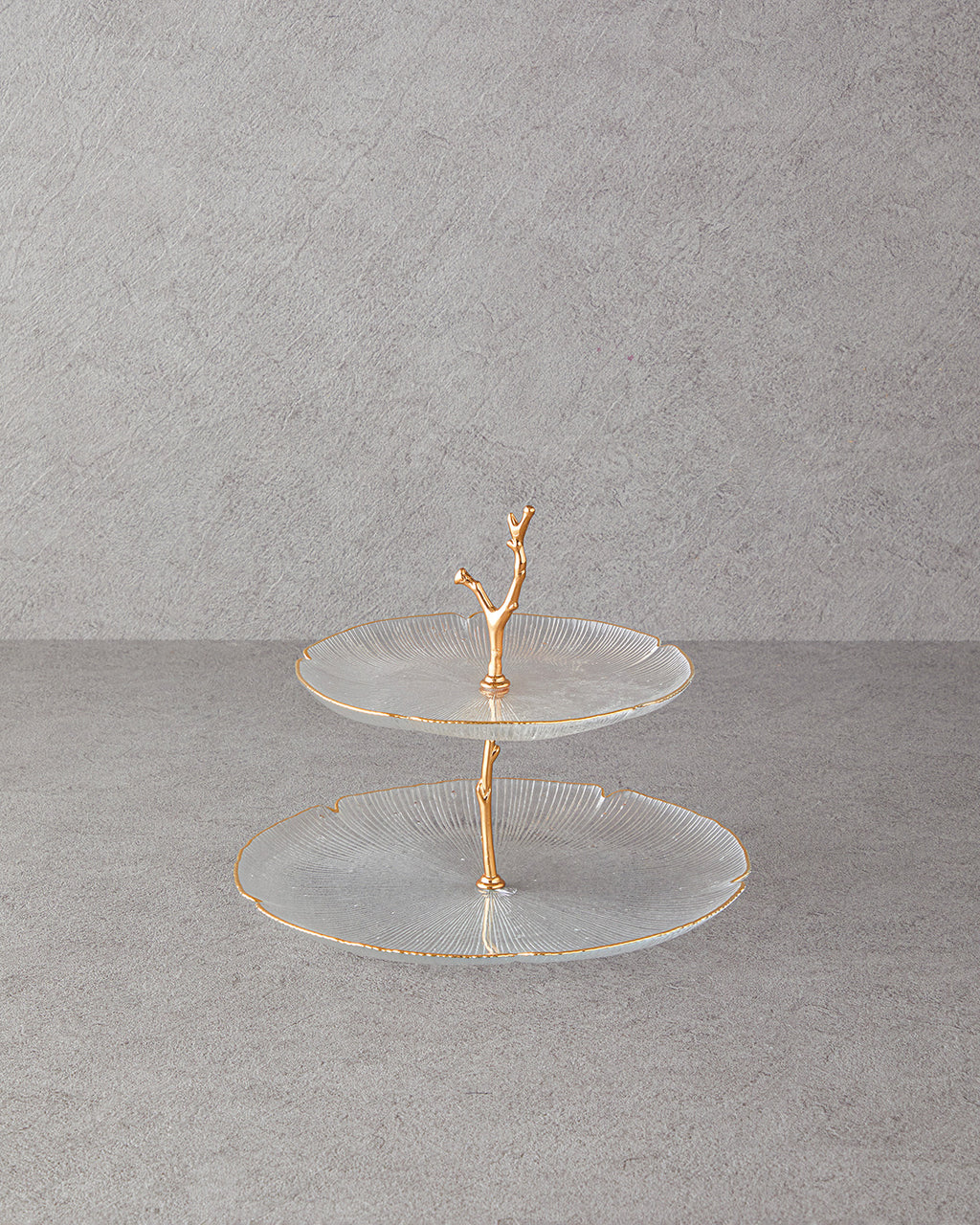 Glass Cookie Stand 21+28 cm Gold