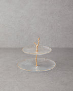 Glass Cookie Stand 21+28 cm Gold