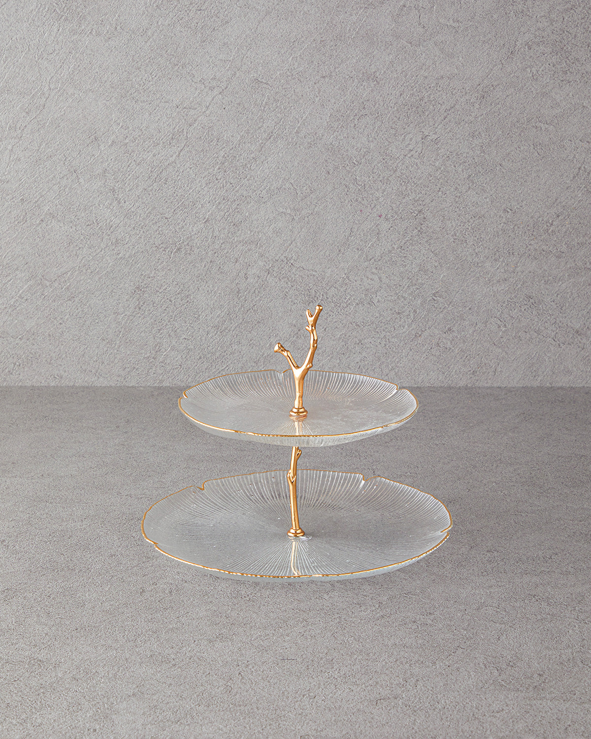 Glass Cookie Stand 21+28 cm Gold