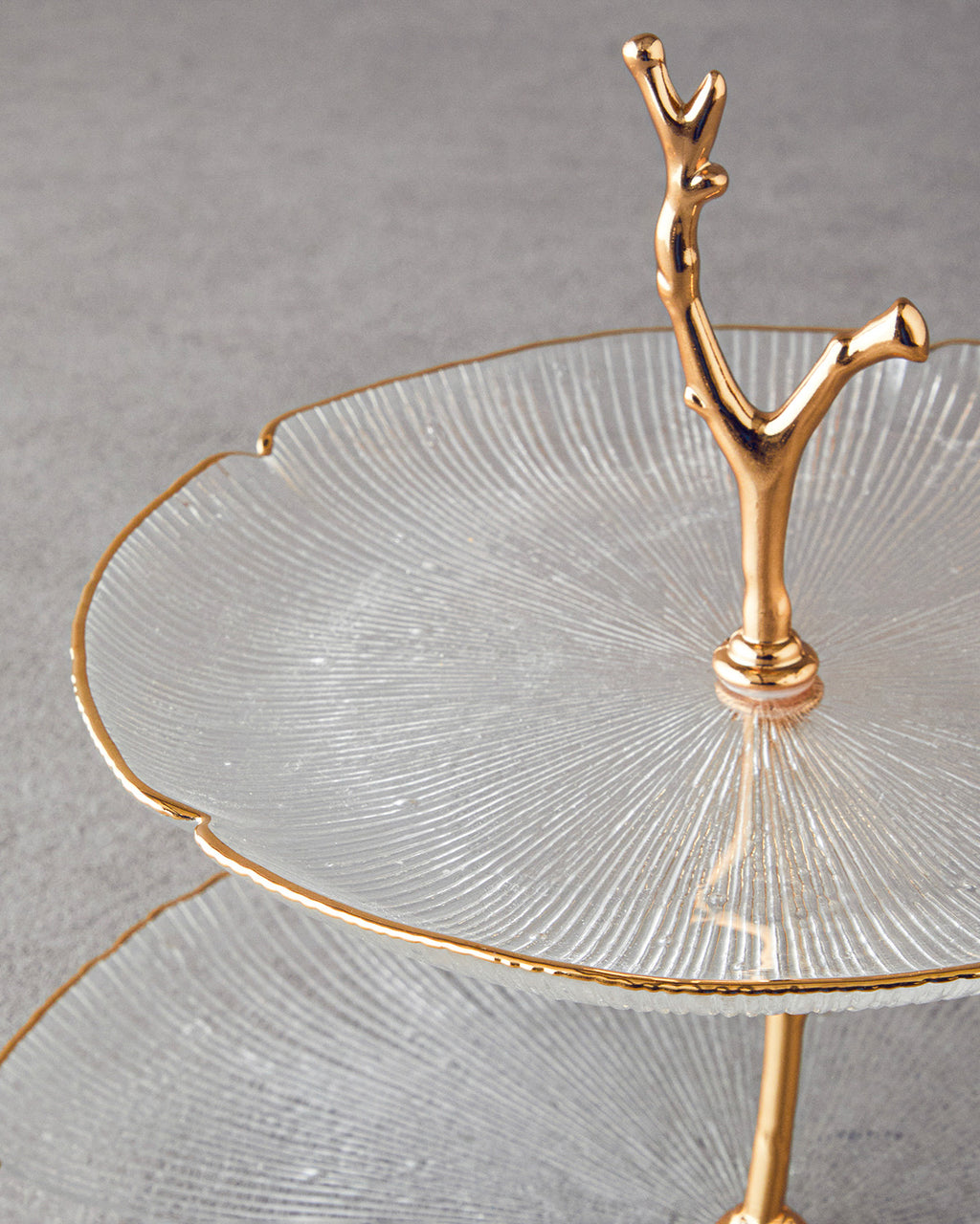 Glass Cookie Stand 21+28 cm Gold (view 2)
