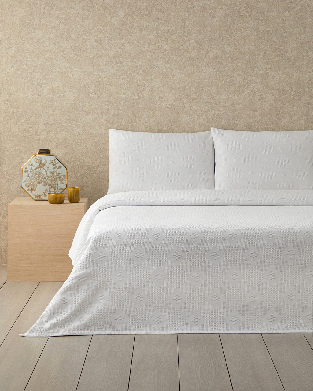 Pearl Cotton Double Summer Blanket Bed Spread Set - White - 220x240 cm
