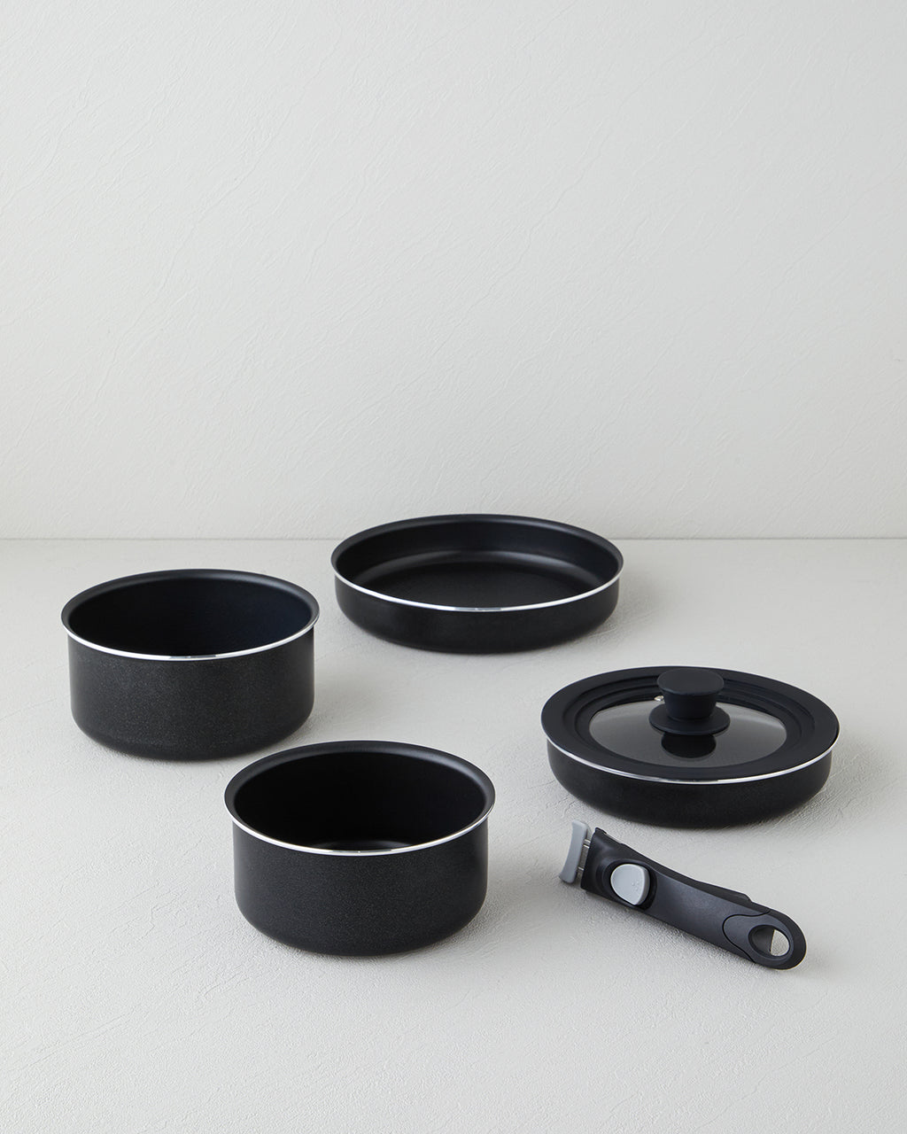 ClickEase Aluminum 6 Pieces Pot Set 16-18-20-24 cm Black