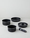 ClickEase Aluminum 6 Pieces Pot Set 16-18-20-24 cm Black