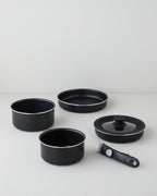 ClickEase Aluminum 6 Pieces Pot Set 16-18-20-24 cm Black