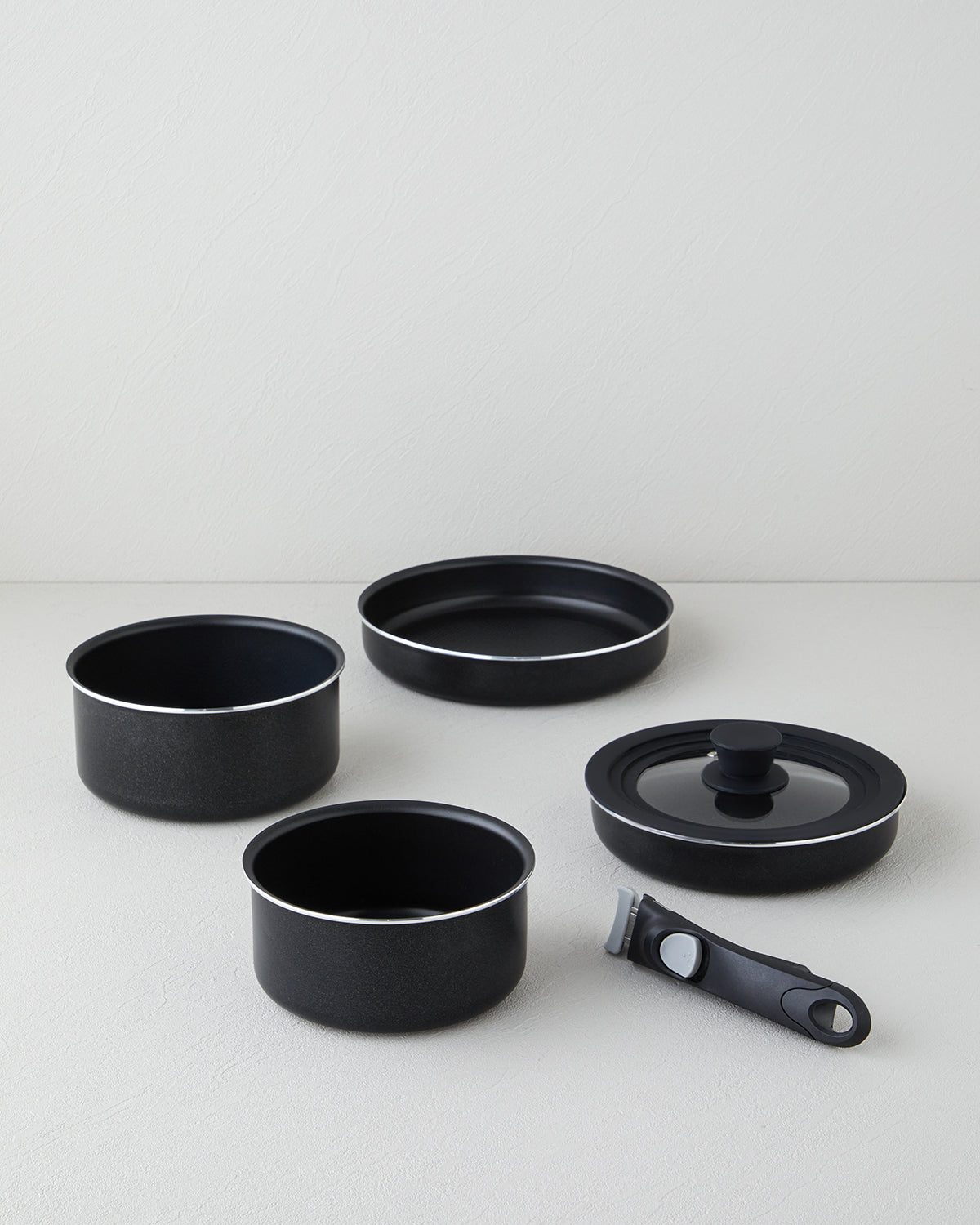 ClickEase Aluminum 6 Pieces Pot Set 16-18-20-24 cm Black